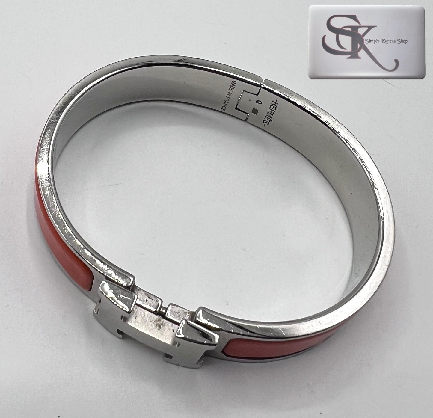 Hermes Clic clac Bangle Orange Enamel Palladium             (🇵🇭P29,240)