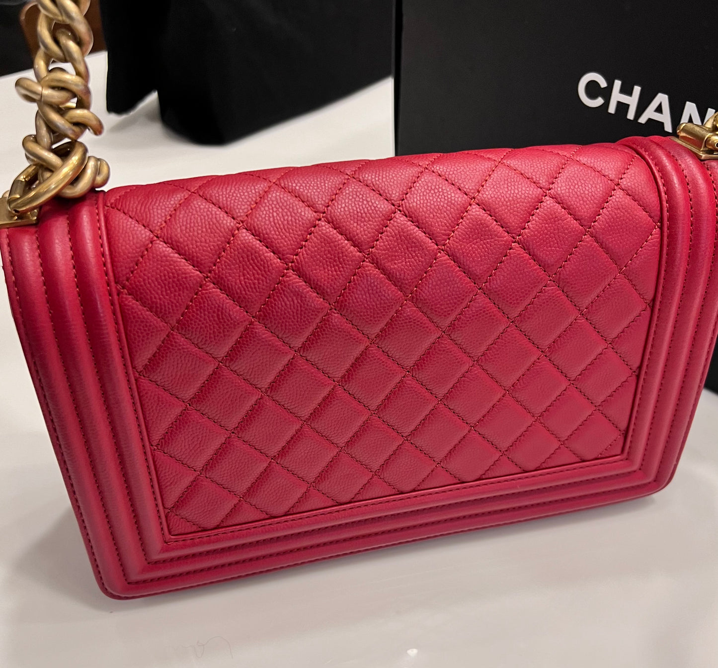 Chanel Caviar red Leboy Old Medium GHW