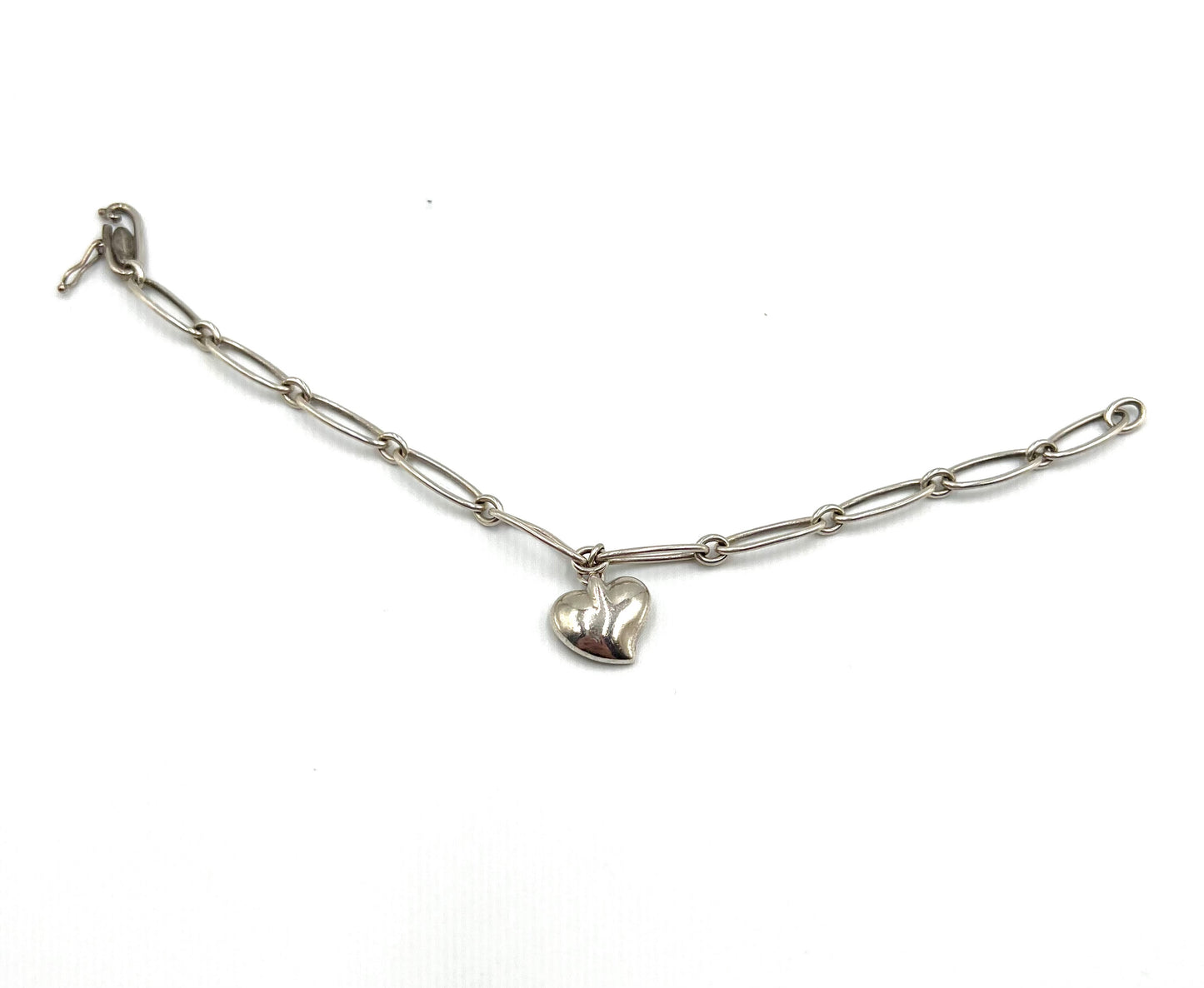 Tiffany & Co Elsa Peretti Silver 925 Full Heart Elongated Link Bracelet 17.5cm (🇵🇭P14,620)