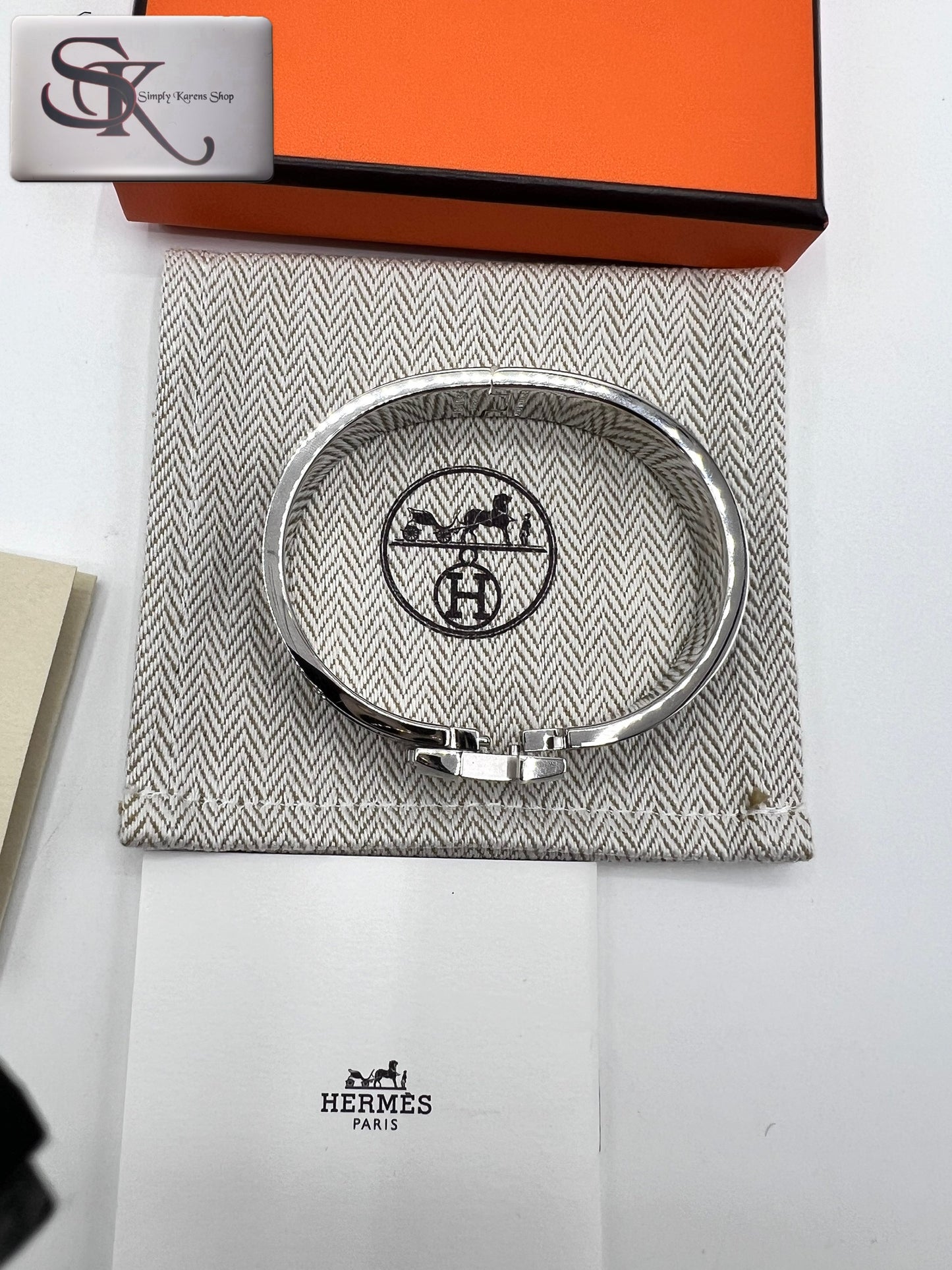 Hermes Clic Clac Black Enamel Silver Hard ware