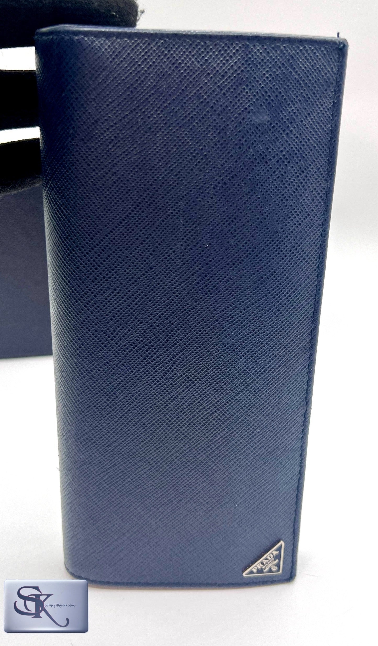 Prada Saffiano Navy blue Bifold Long wallet