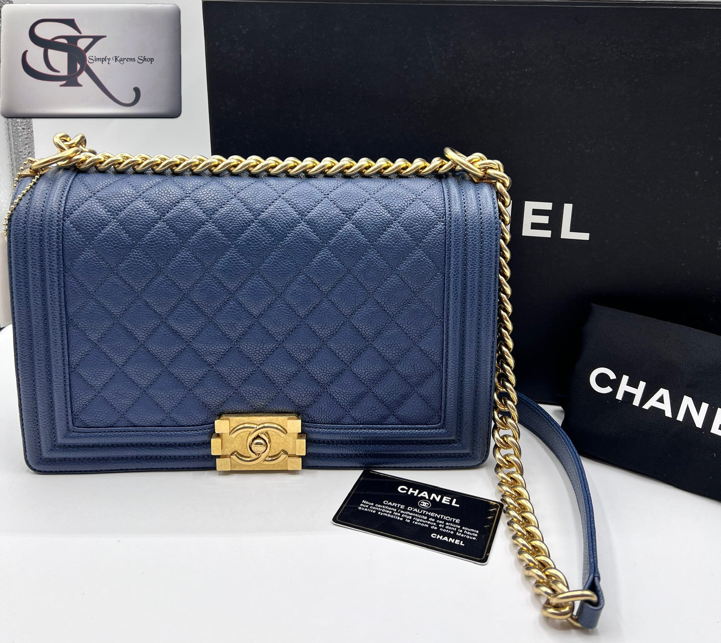 Chanel Caviar Leboy Navy Blue New Medium G.H.                    (🇵🇭P344,000)