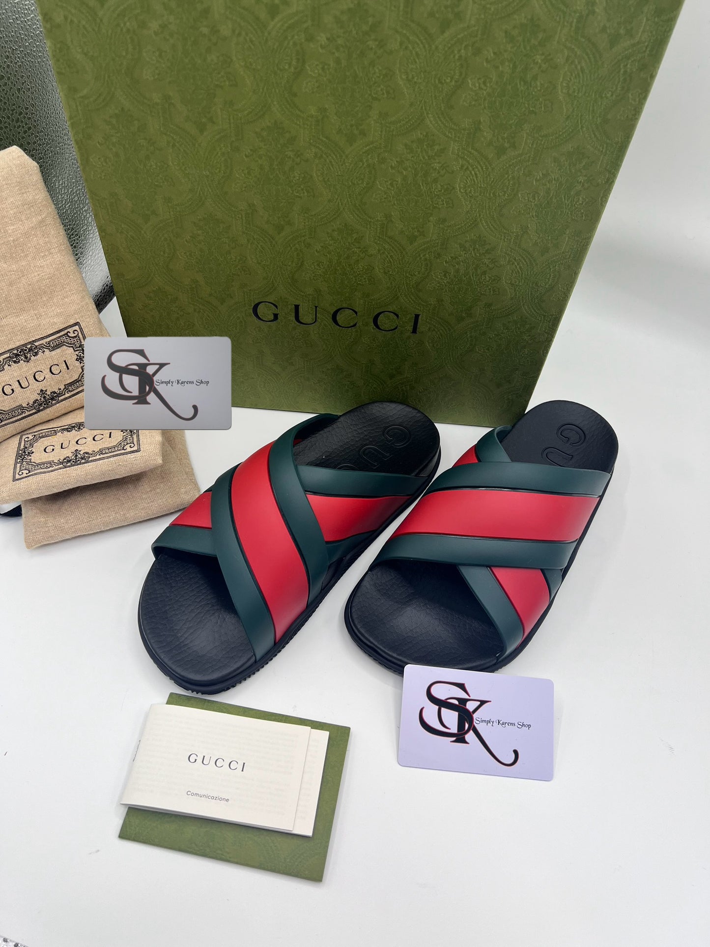 GUCCI WEB STRIPE RUBBER SLIDE S36