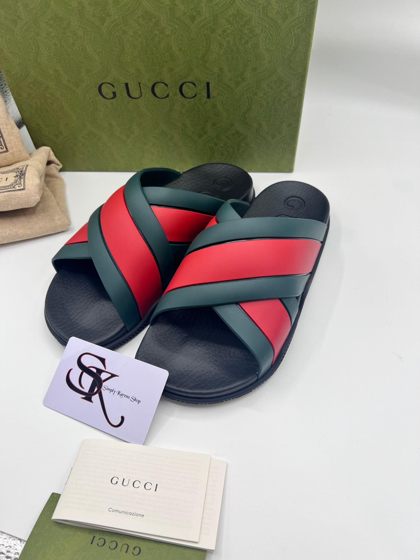 GUCCI WEB STRIPE RUBBER SLIDE S36