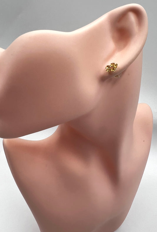 K18 Yg Citrine Flower Motif Stud Earings 0.8g (🇵🇭P12,040