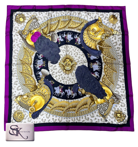 Hermes Silk Scarf Helmet and Feather Motif 90 X 90             (🇵🇭P10,320)