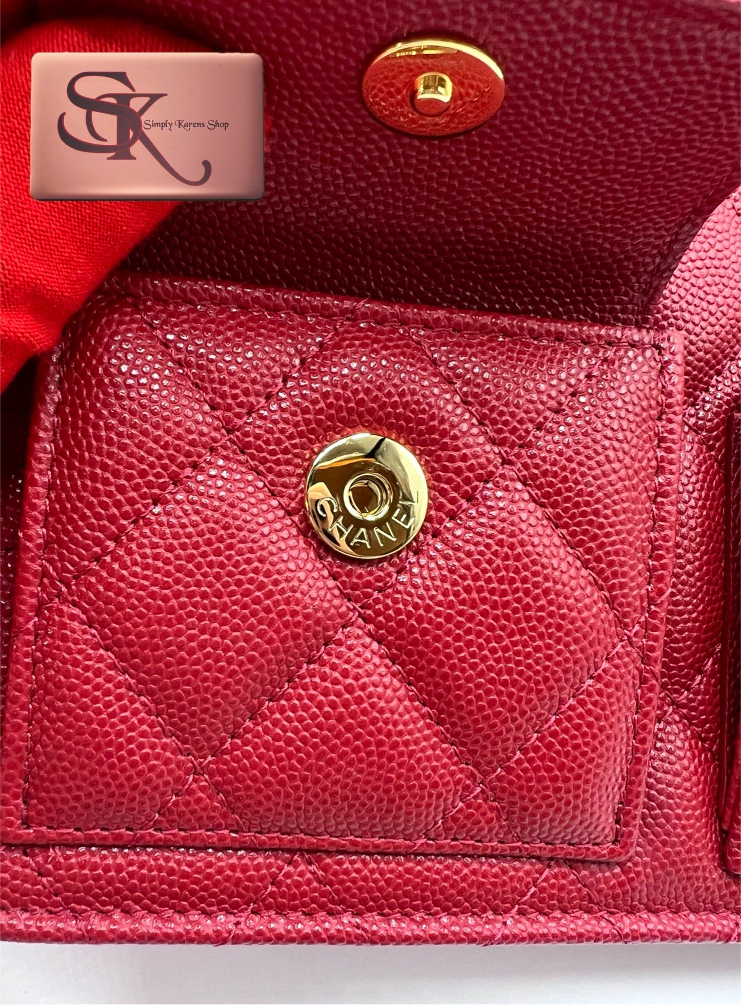 Chanel Caviar Wristlet Pouch microchip