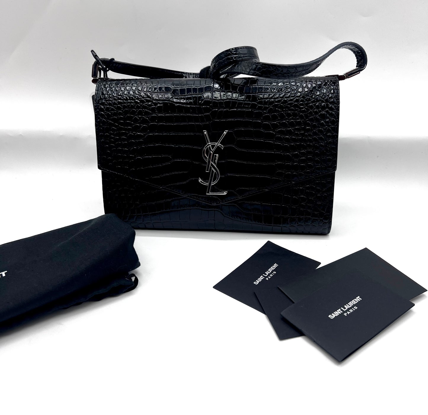 Yves Saint Laurent Black Embossed Uptown Crossbody Bag  (🇵🇭P63,640)