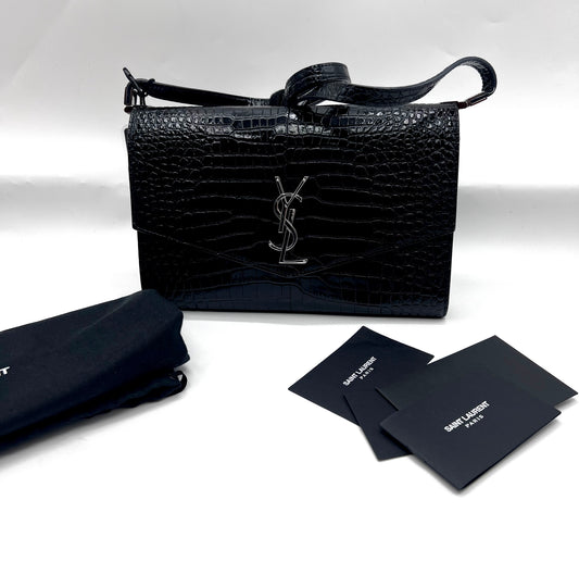 Yves Saint Laurent Black Embossed Uptown Crossbody Bag  (🇵🇭P63,640)