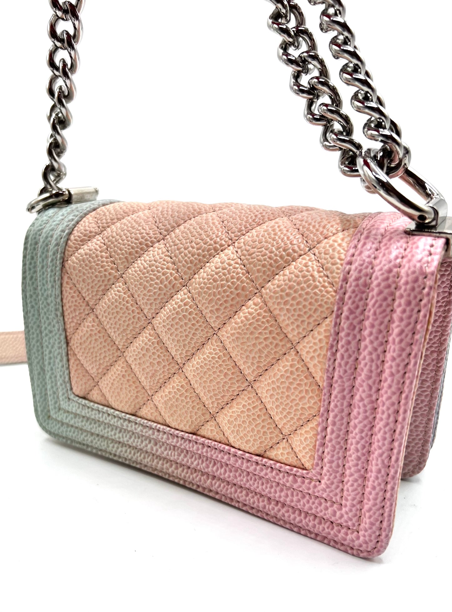 Chanel Leboy mini Rainbow Caviar Skin Flap chain Bag