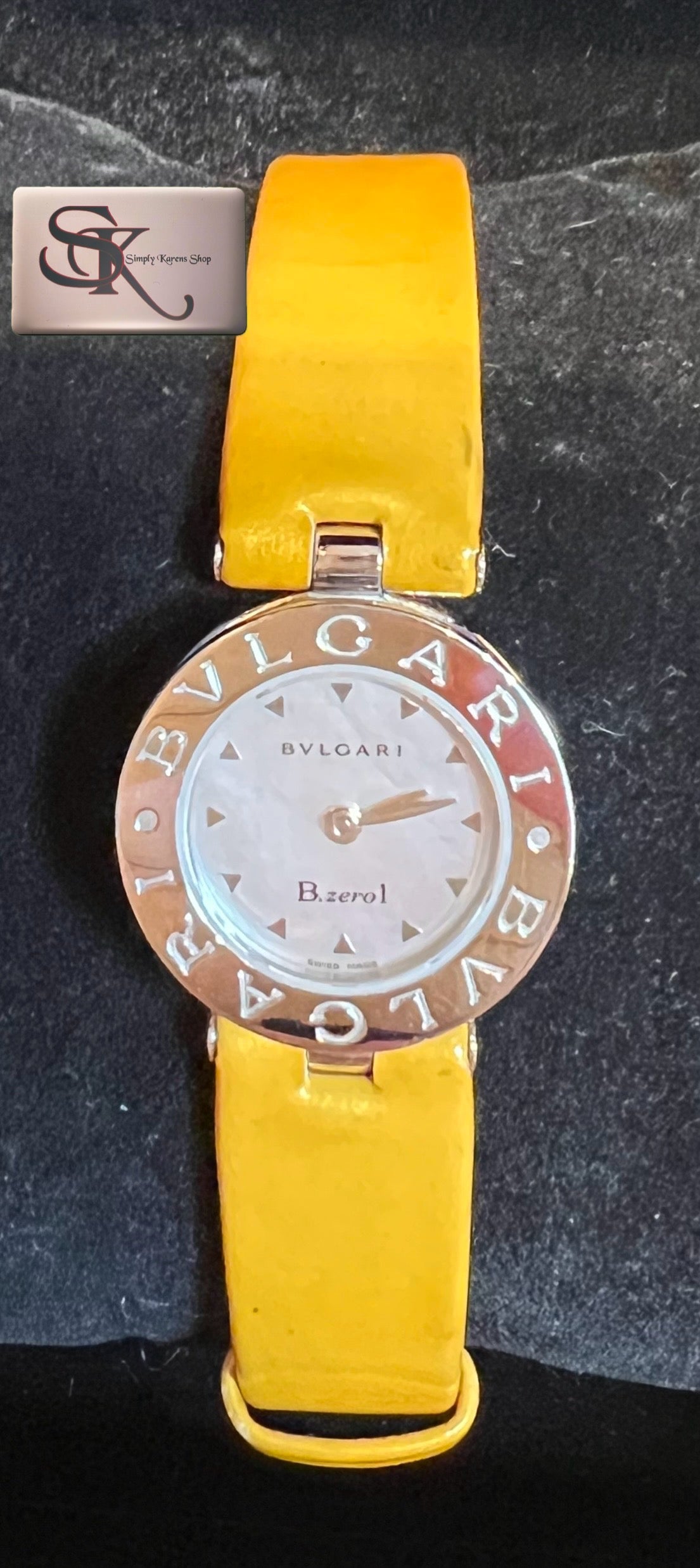 BVLGRI B-ZERO MOTHER OF PEARL DIAL PATENT LEATHER STRAP QZ WATCH