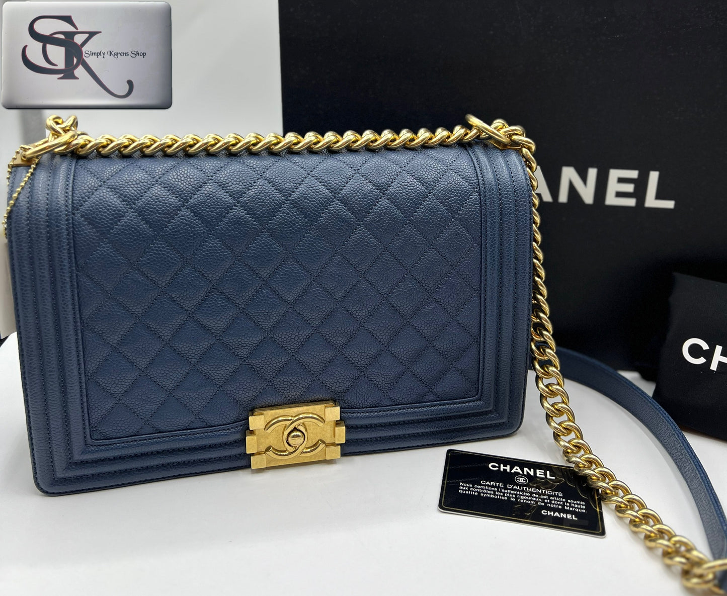 Chanel Caviar Leboy Navy Blue New Medium G.H.                    (🇵🇭P344,000)