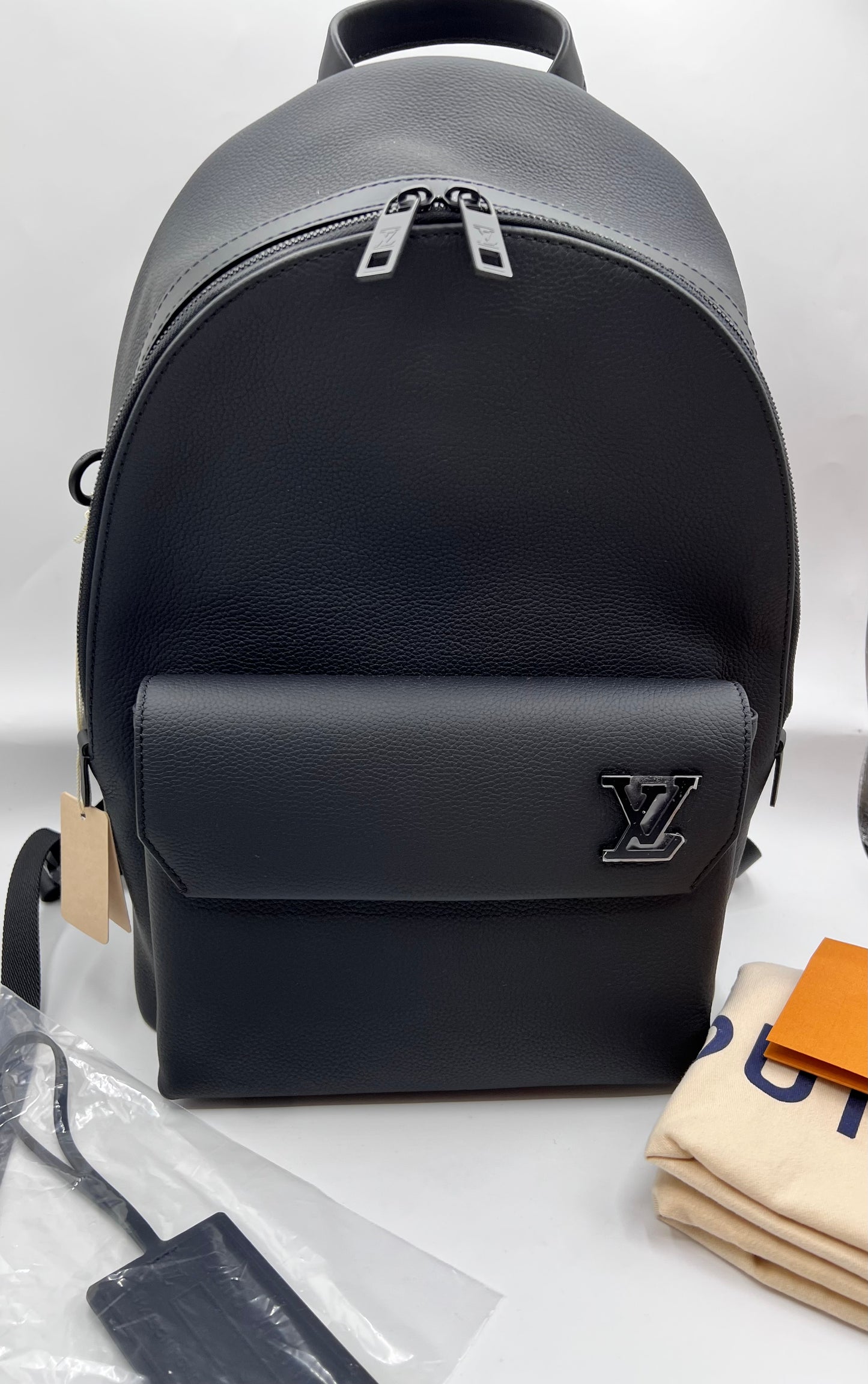 Lv Aerogram Take Off Black Leather Back Pack