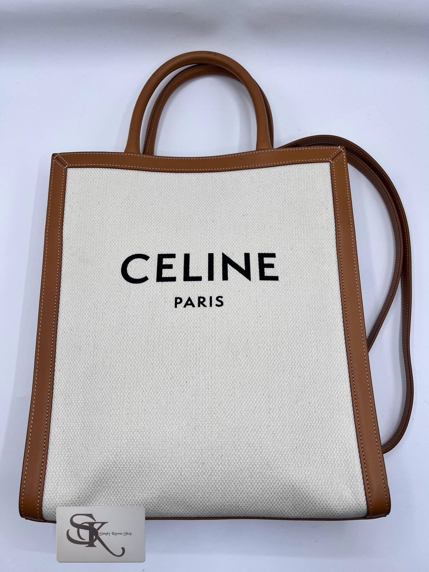 CELINE CABAS SMALL VERTICAL NATURAL TAN 2 WAY BAG