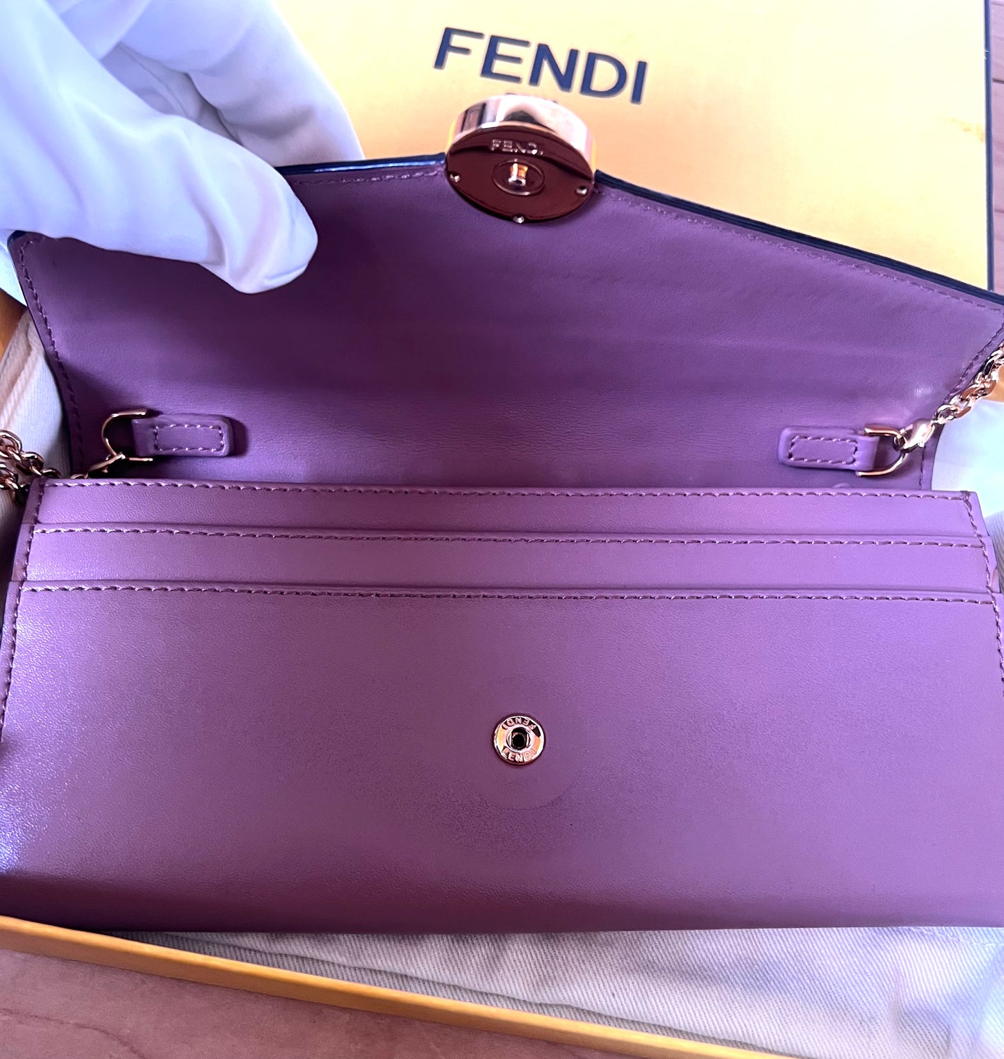 Fendi F is Continental Studded Leather wallet on Chain               (🇵🇭P23,220)