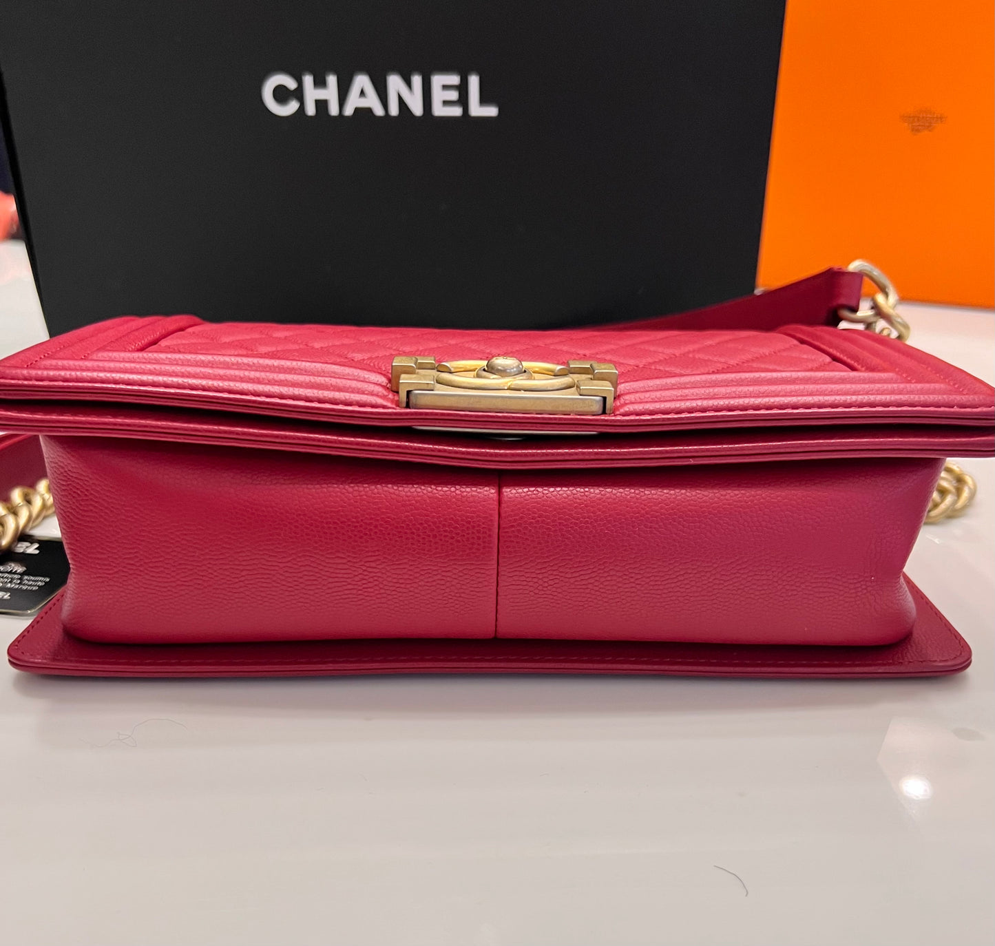 Chanel Caviar red Leboy Old Medium GHW