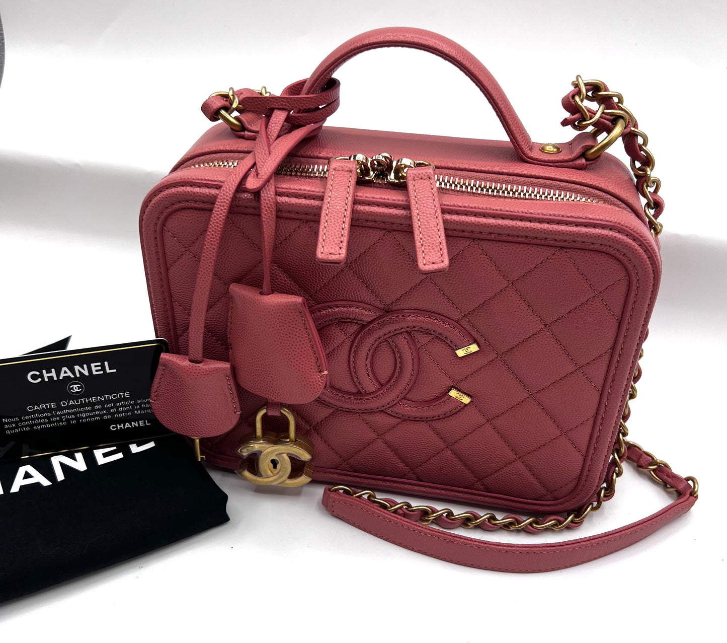 Chanel Caviar Vanity 21cm Rose Gold GHW Series 28        (🇵🇭P180,600)