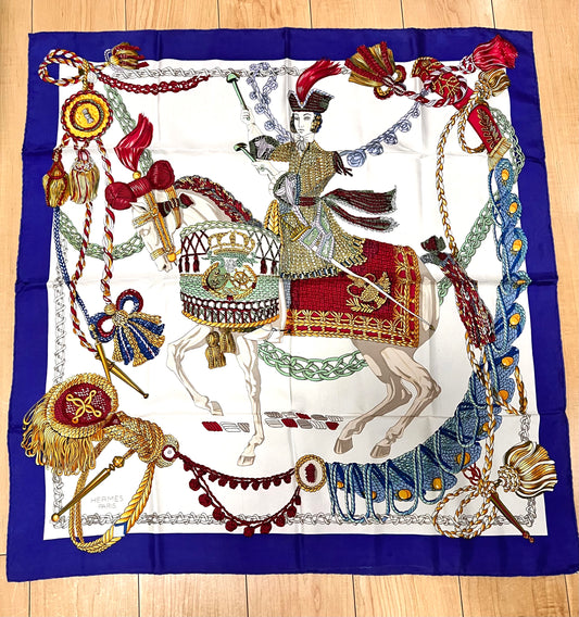 Hermes The Timpanist Blue/White Silk Scarf (🇵🇭P10,320)