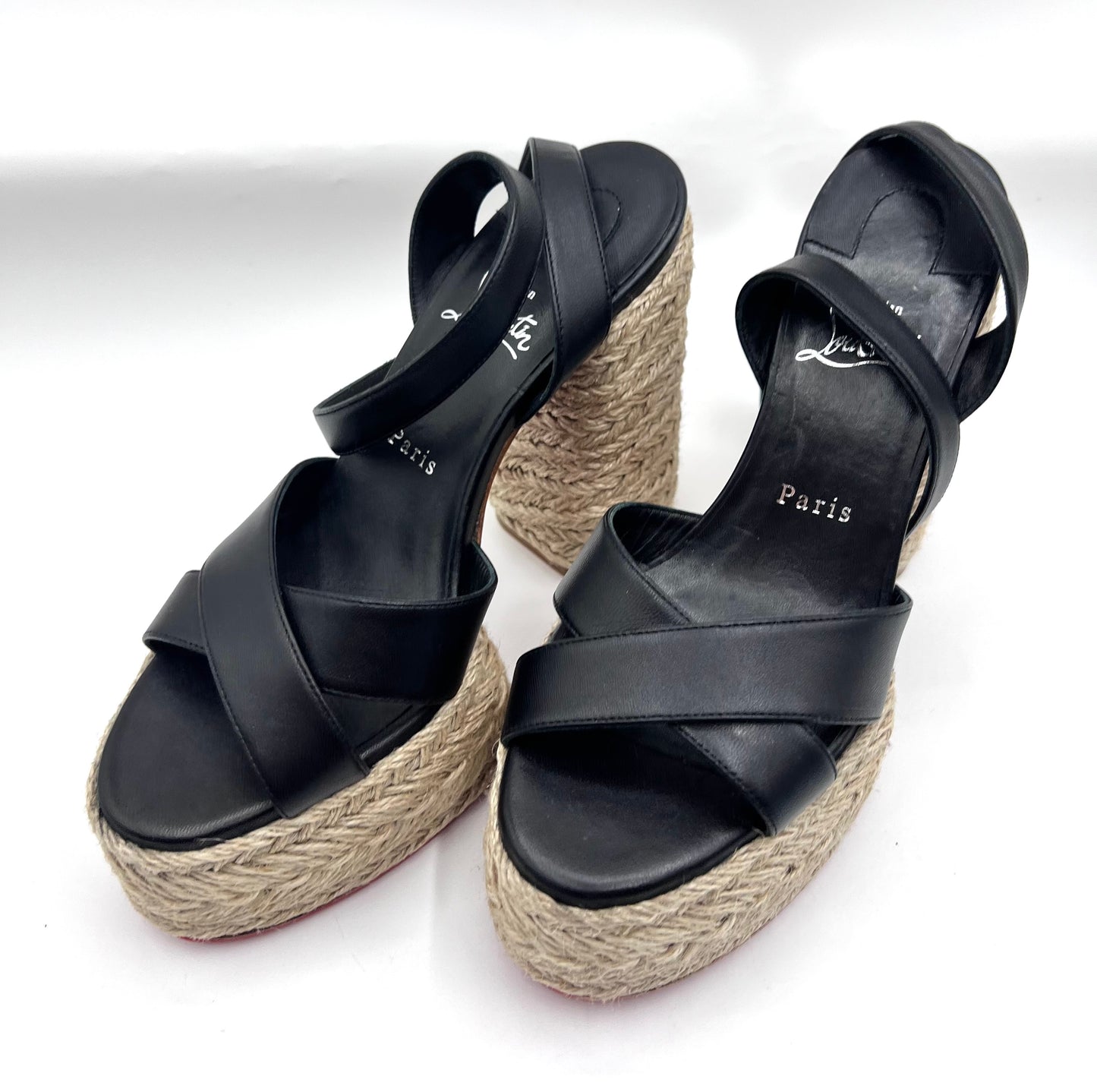 Christian Louboutin Open Toe Ankle Strap Espadril Wedge Sandals S24cm  (🇵🇭P18,060)