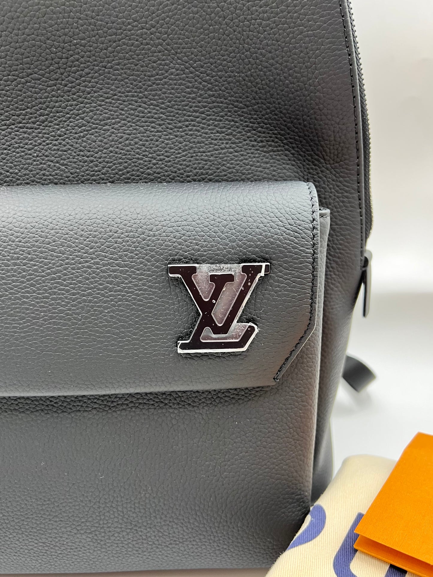 Lv Aerogram Take Off Black Leather Back Pack