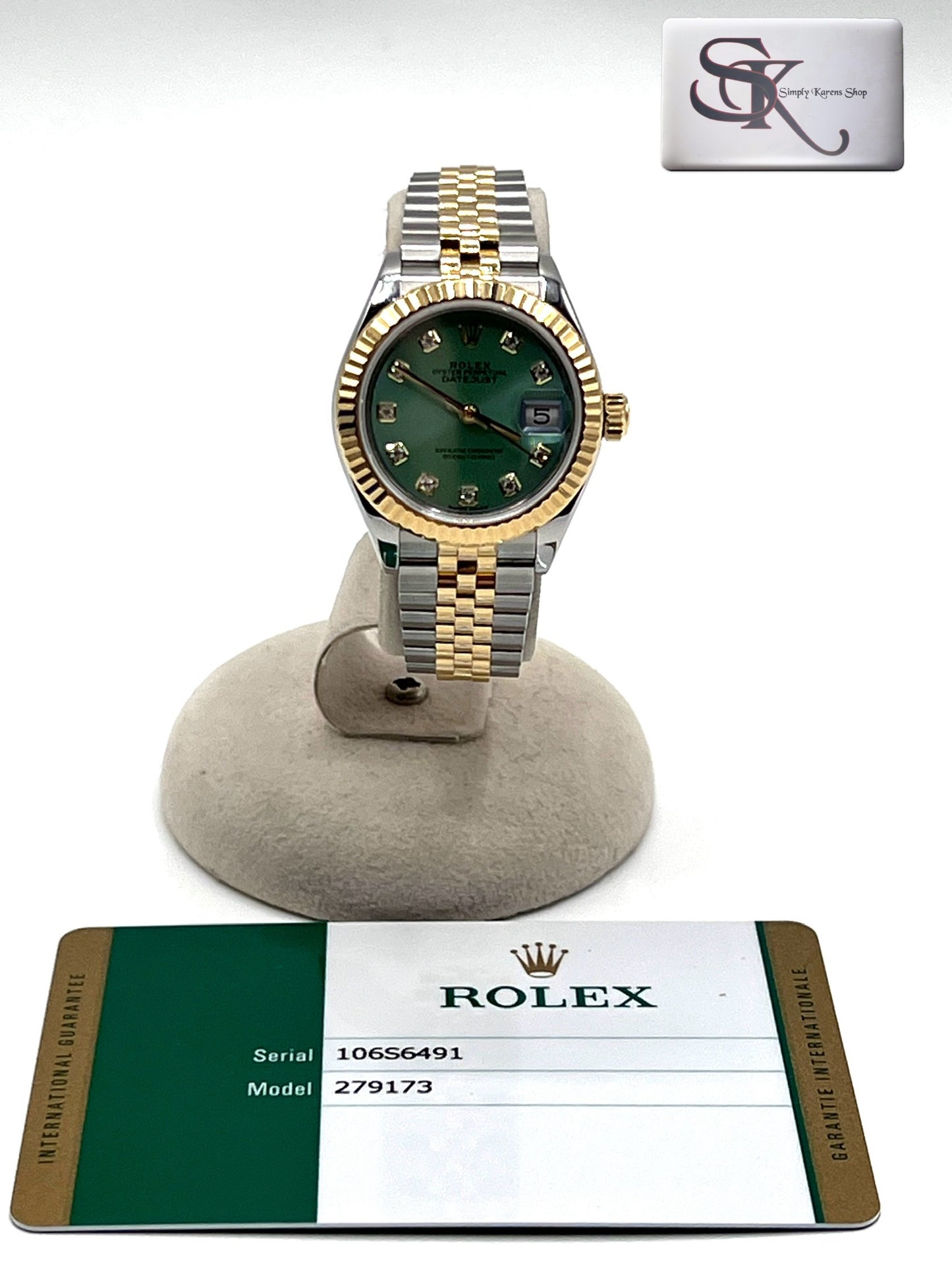 Rolex Date Just Mint Green Dial 10P/Dia 2 Tone SS/YG 16.5cm 28mm       (🇵🇭P898,700)