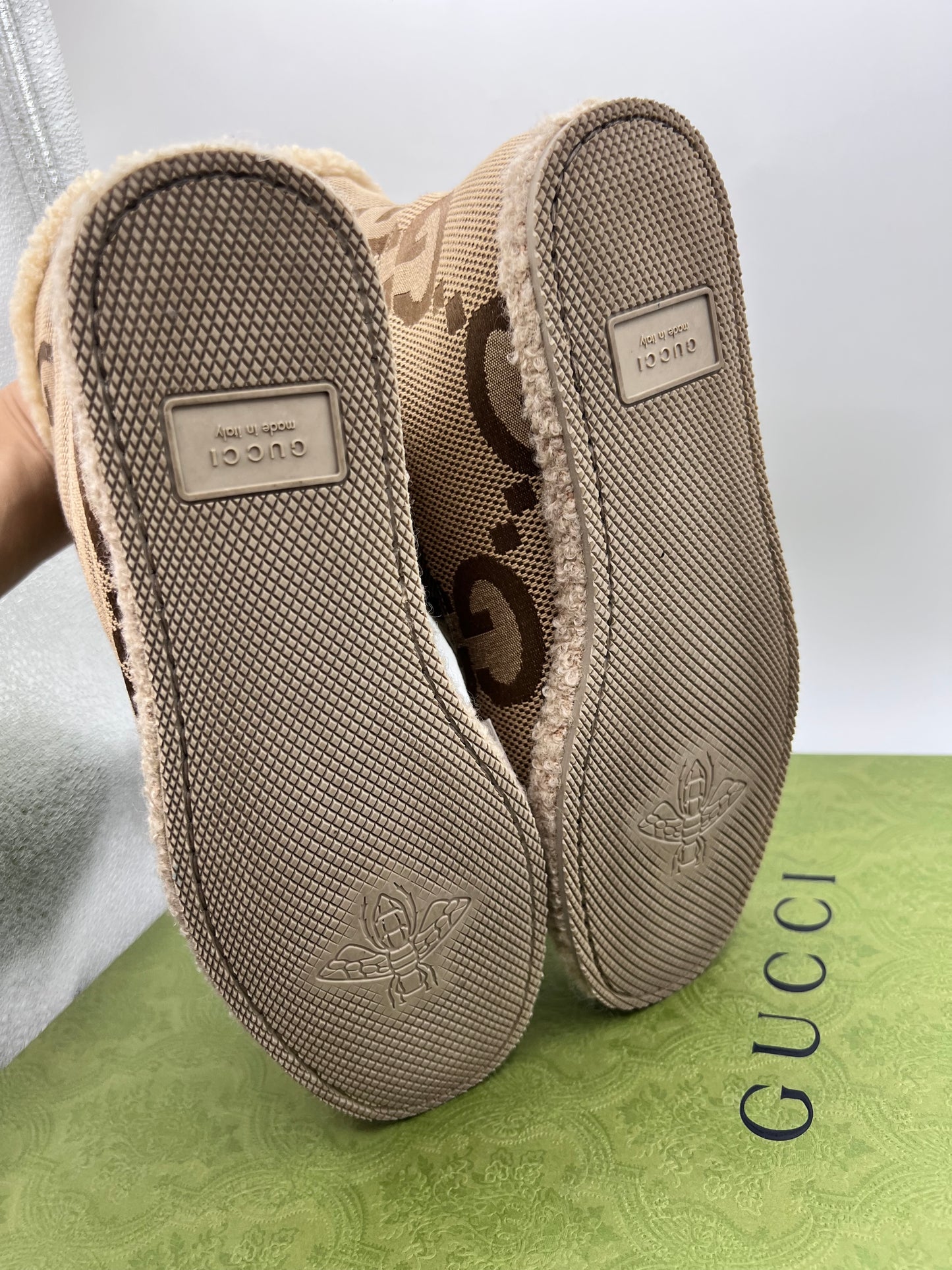 Gucci Horsebit GG Canvas Wool Ankle Boots S37