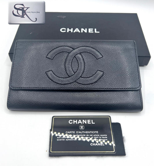 Chanel Caviar Jumbo CC Flap Black Long Wallet   (🇵🇭P20,640)