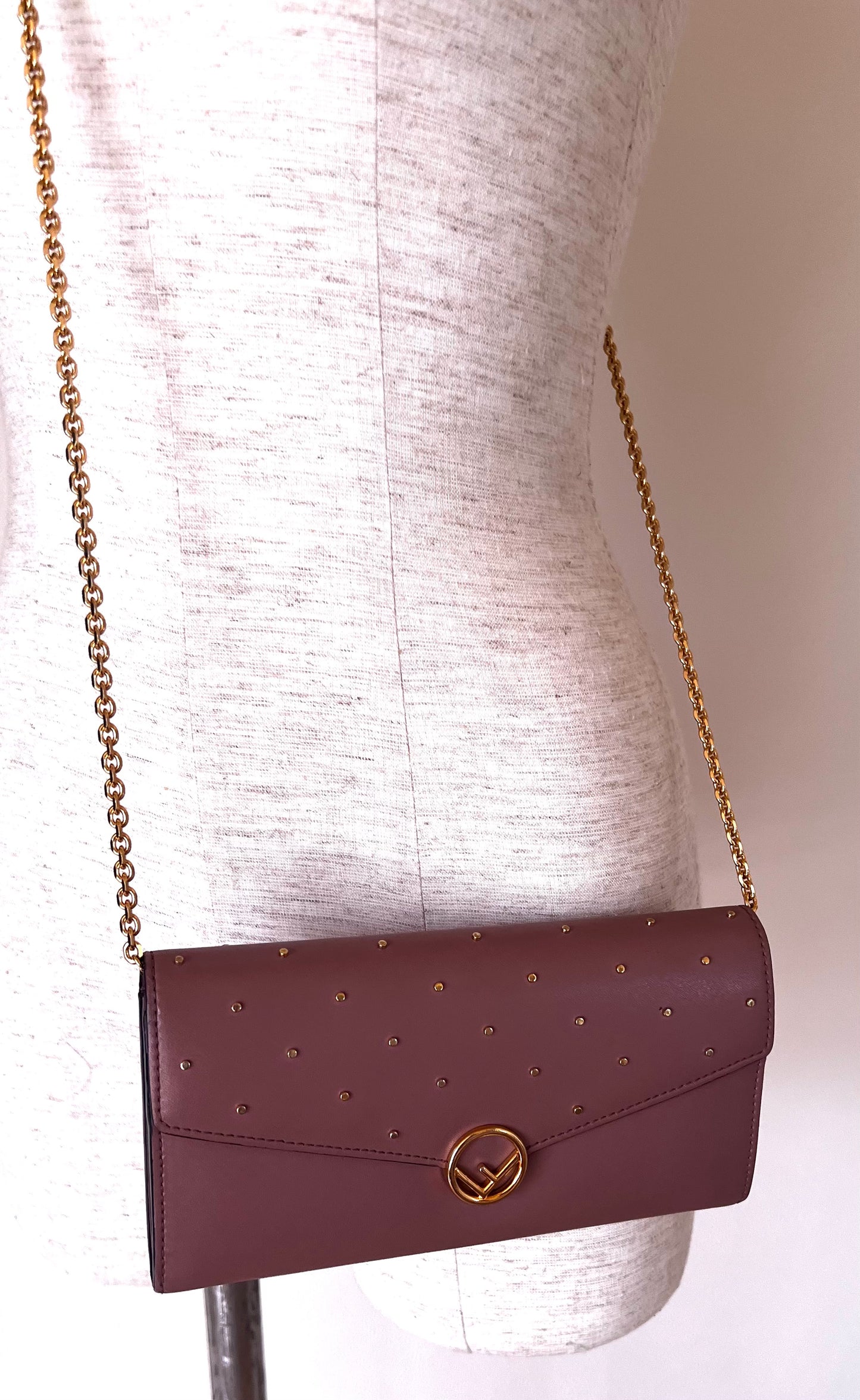 Fendi F is Continental Studded Leather wallet on Chain               (🇵🇭P23,220)