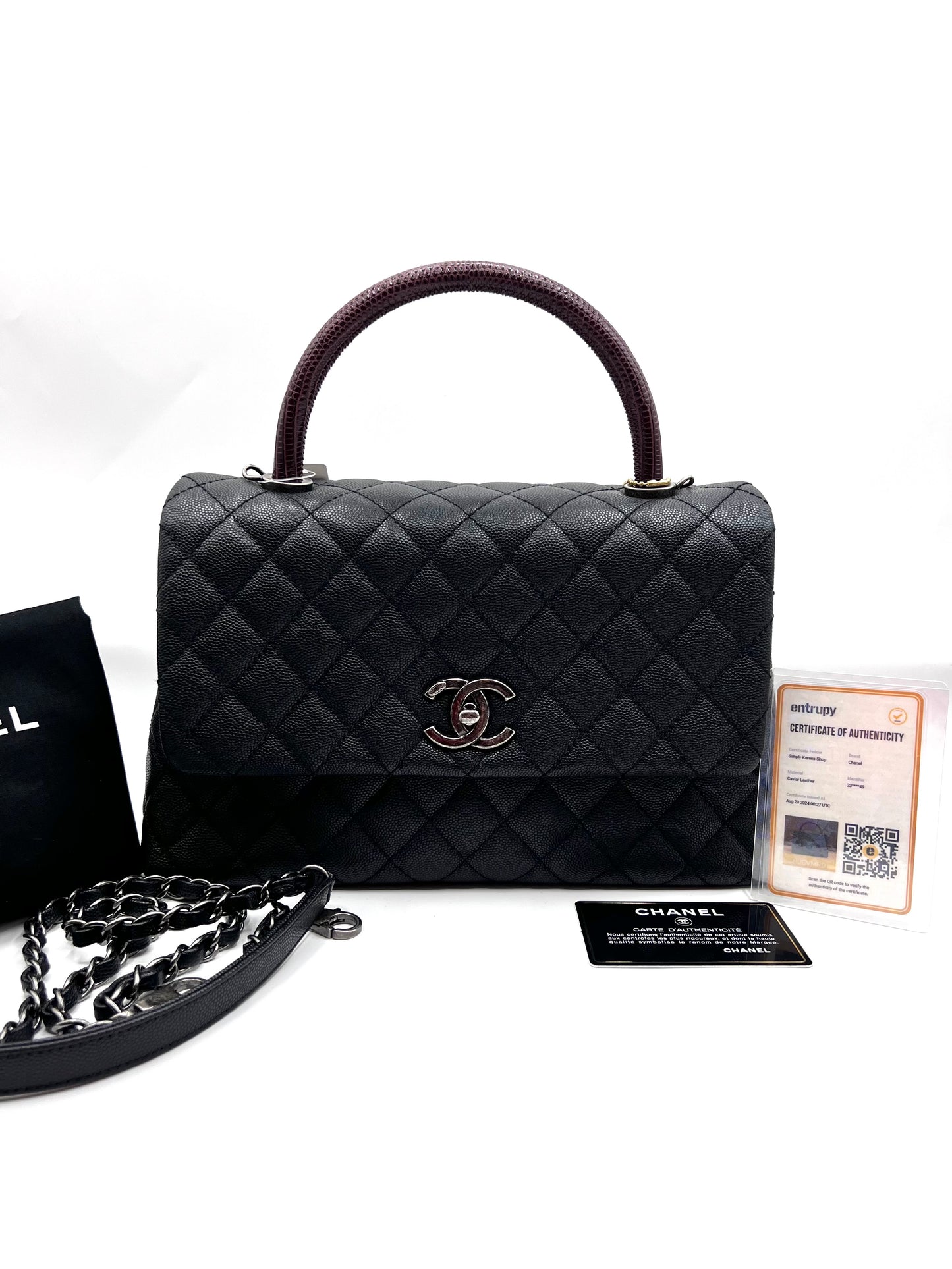 Chanel Caviar Coco python handle Matlase 2 way Bag series 23 mm size     (🇵🇭P361,200)