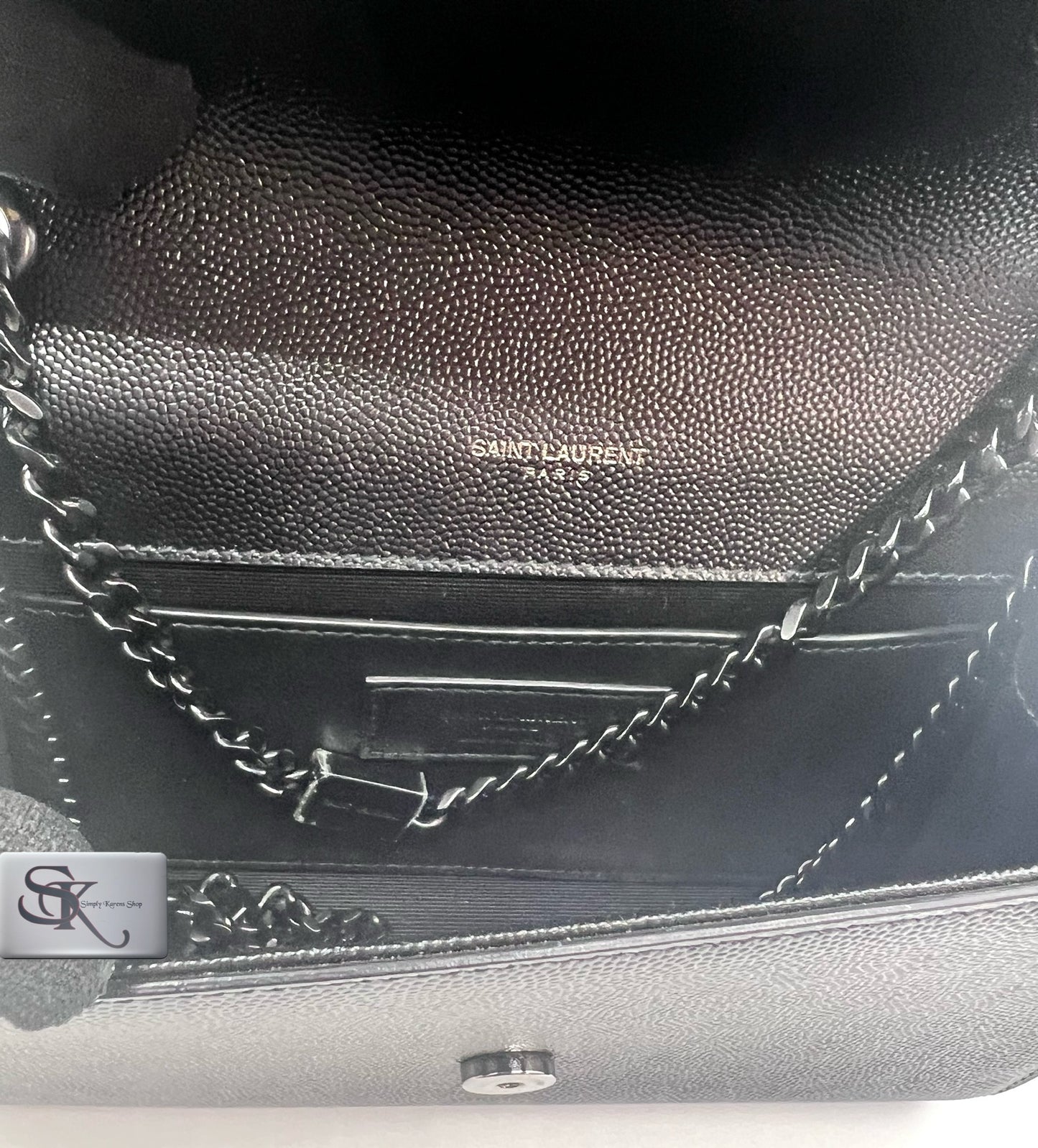 Ysl Kate Satchel So Black Grain De Poudre Pm Flap chain Bag