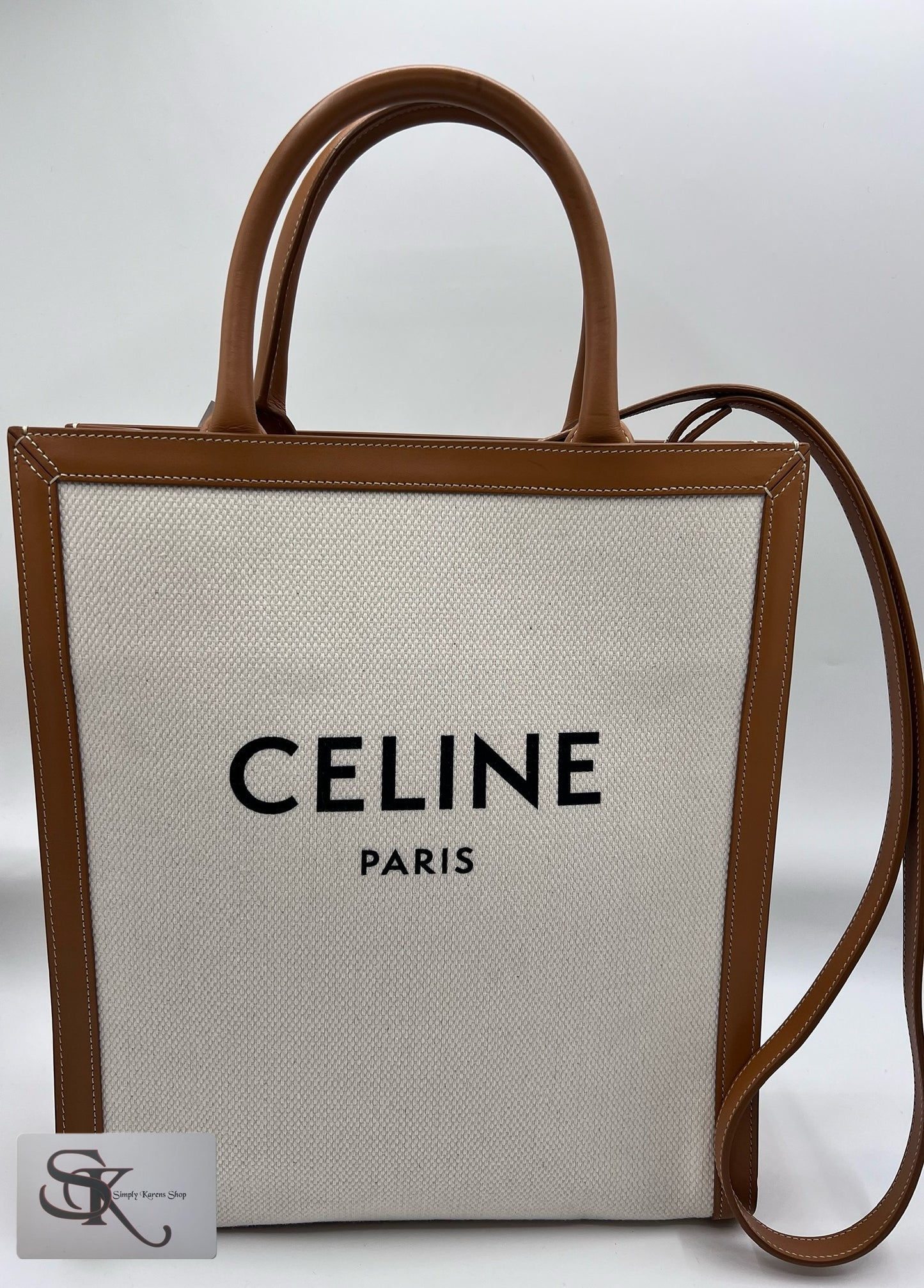 CELINE CABAS SMALL VERTICAL NATURAL TAN 2 WAY BAG