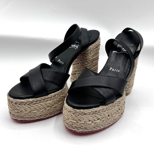 Christian Louboutin Open Toe Ankle Strap Espadril Wedge Sandals S24cm  (🇵🇭P18,060)