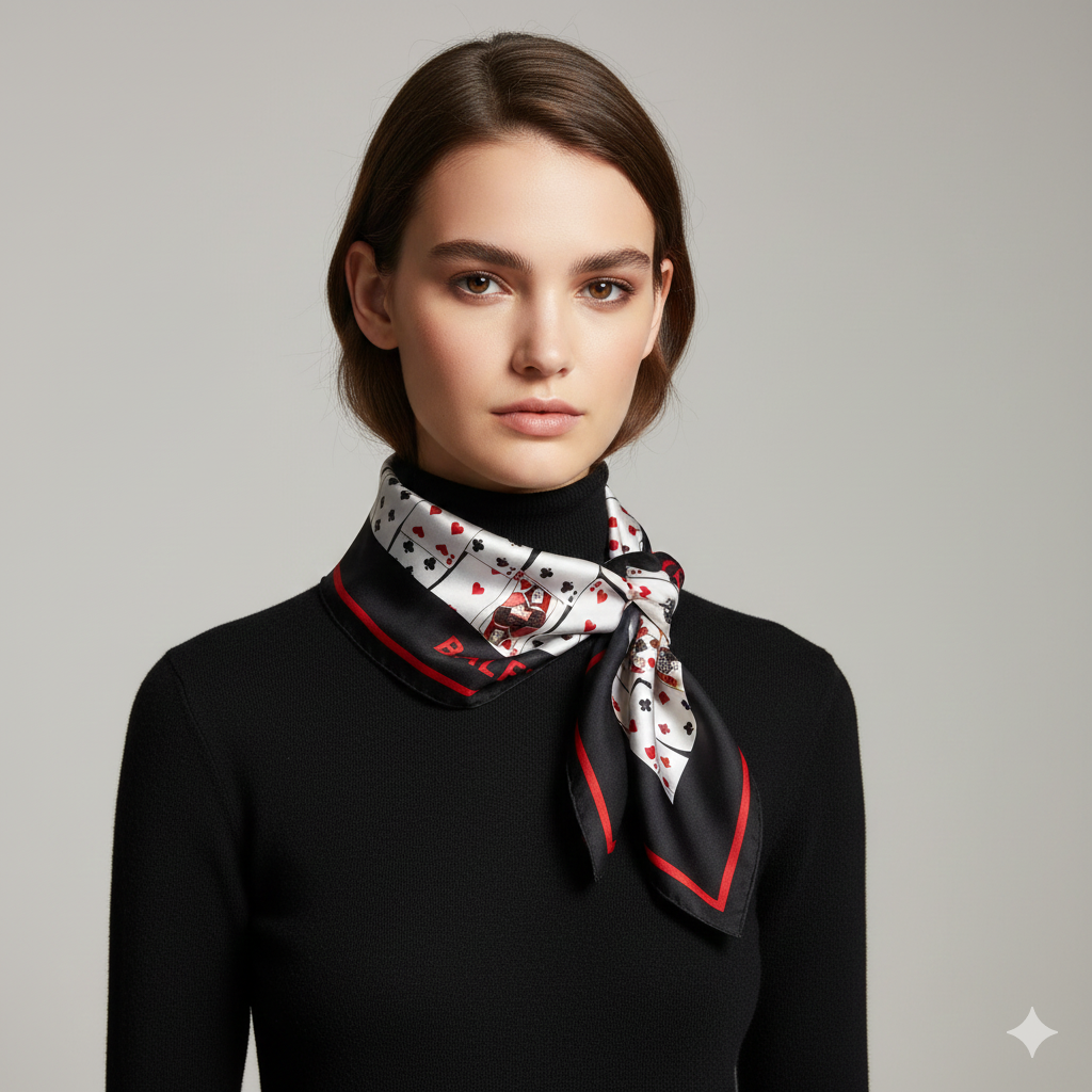 Balenciaga  Playing Cards Motif Silk Scarf  (🇵🇭P7,740)