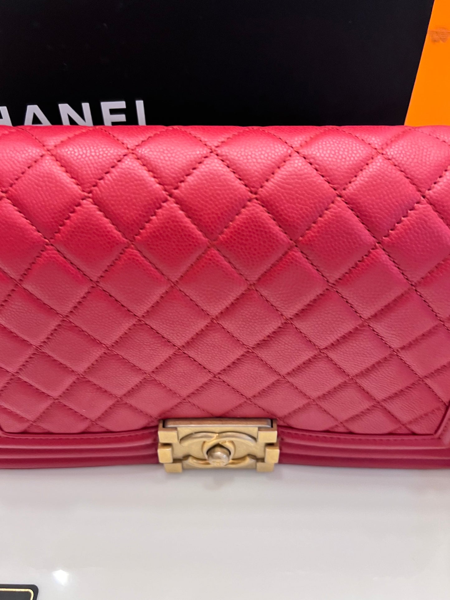 Chanel Caviar red Leboy Old Medium GHW