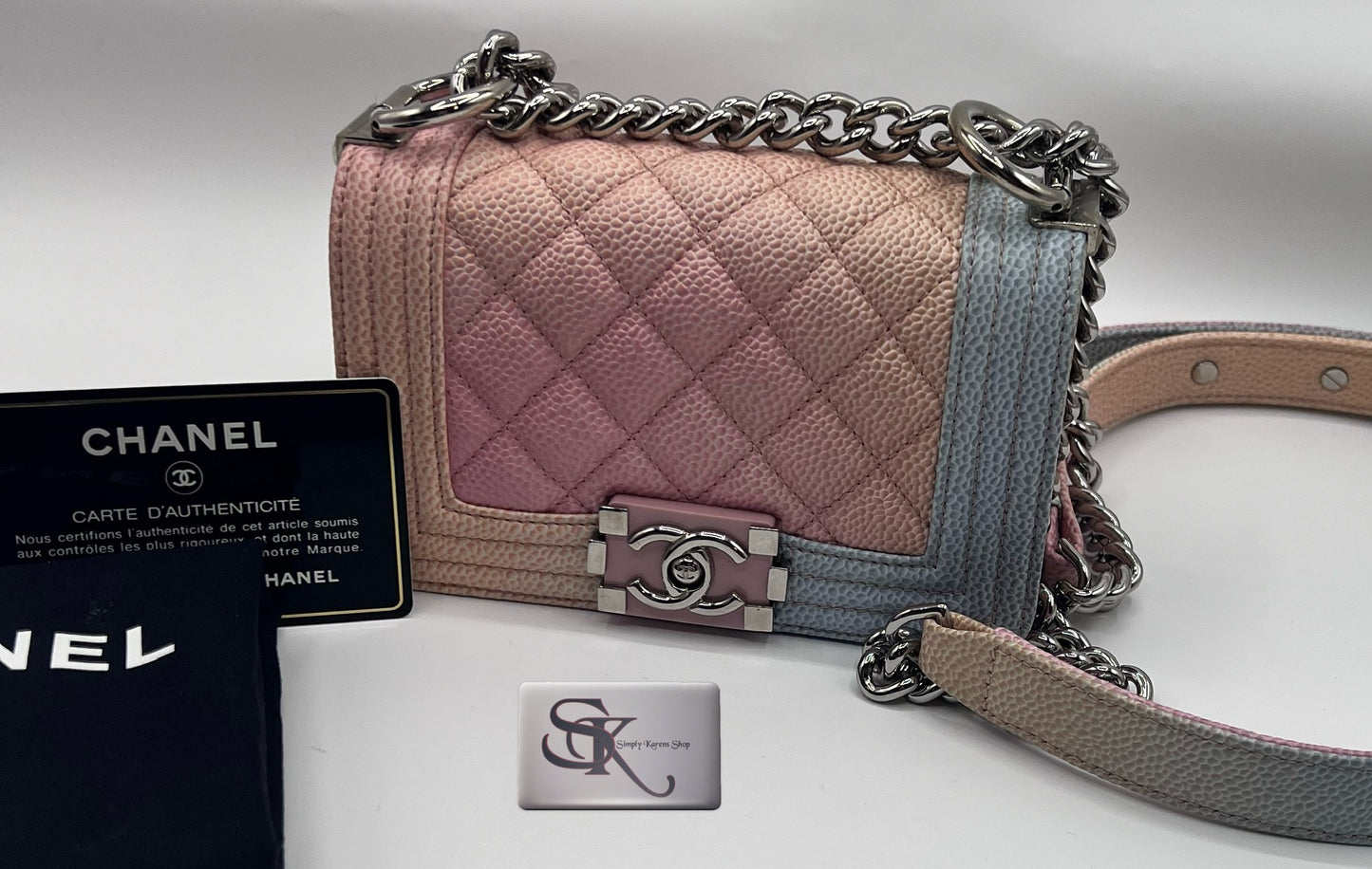 Chanel Leboy mini Rainbow Caviar Skin Flap chain Bag