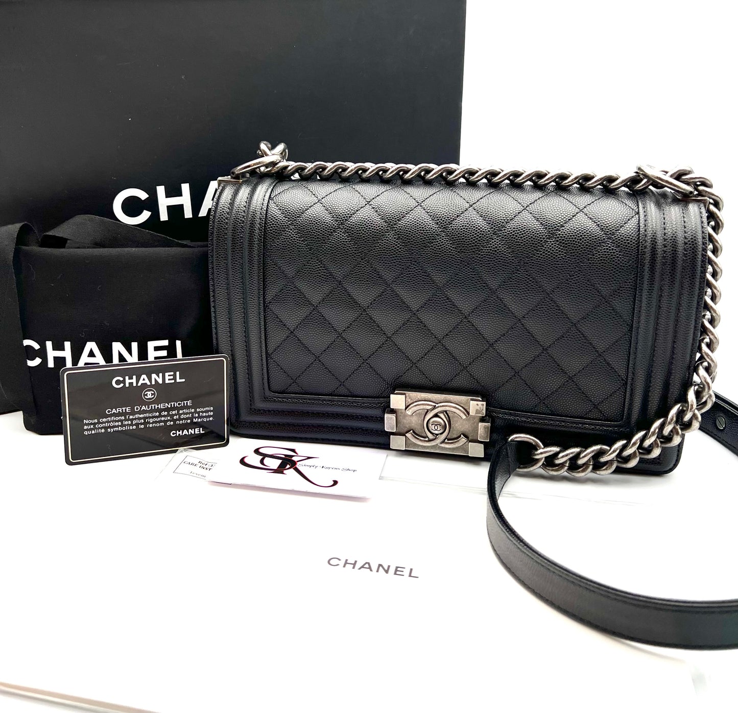 Chanel Leboy Black Caviar Skin Old Medium Riuthenium Hardware Series 30                (🇵🇭P335,400)