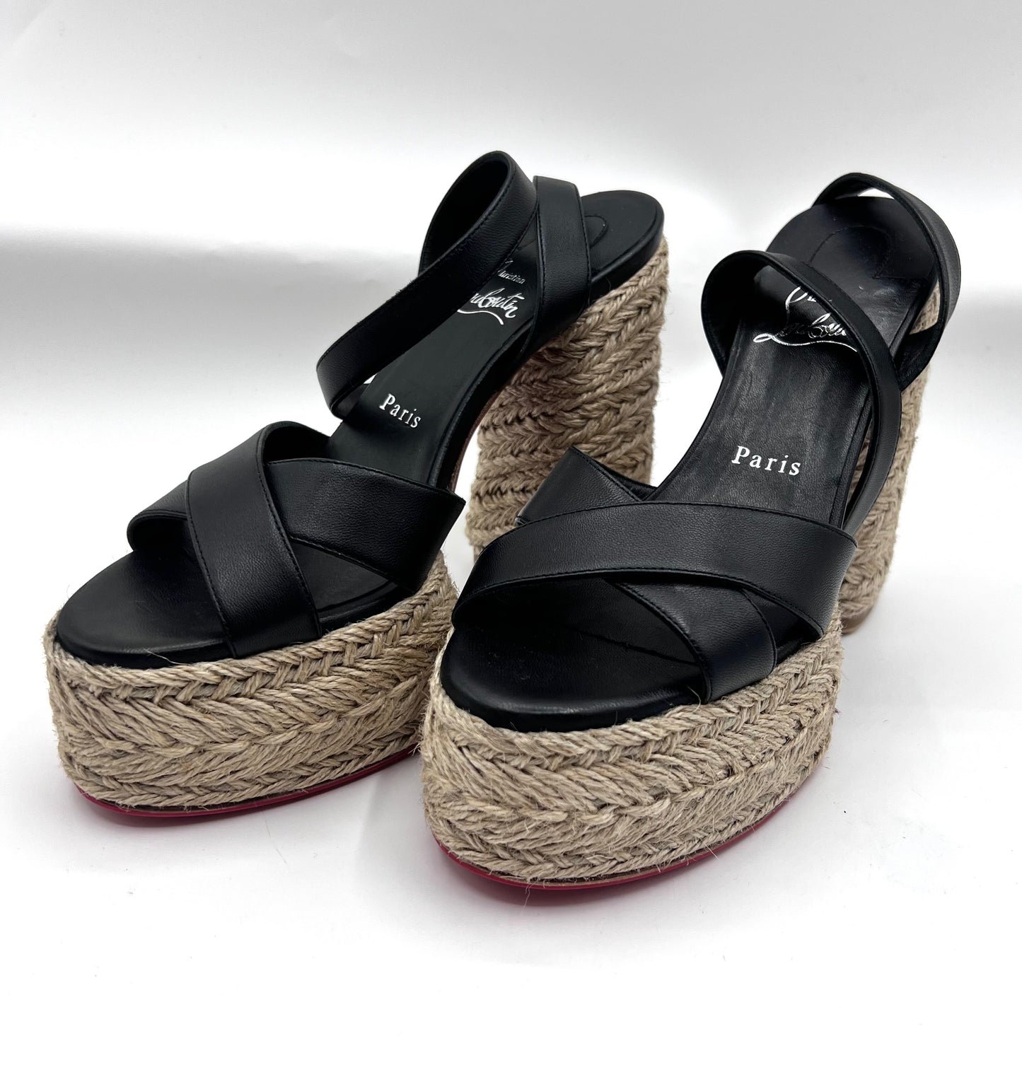 Christian Louboutin Open Toe Ankle Strap Espadril Wedge Sandals S24cm  (🇵🇭P18,060)