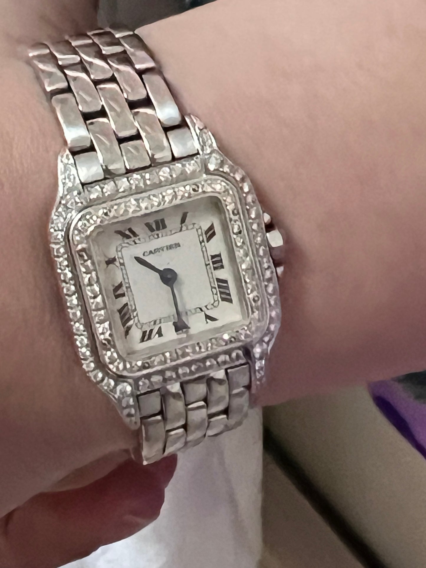 Cartier Panthere SM SS watch w/ after Diamond Qz Size 13.5cm
