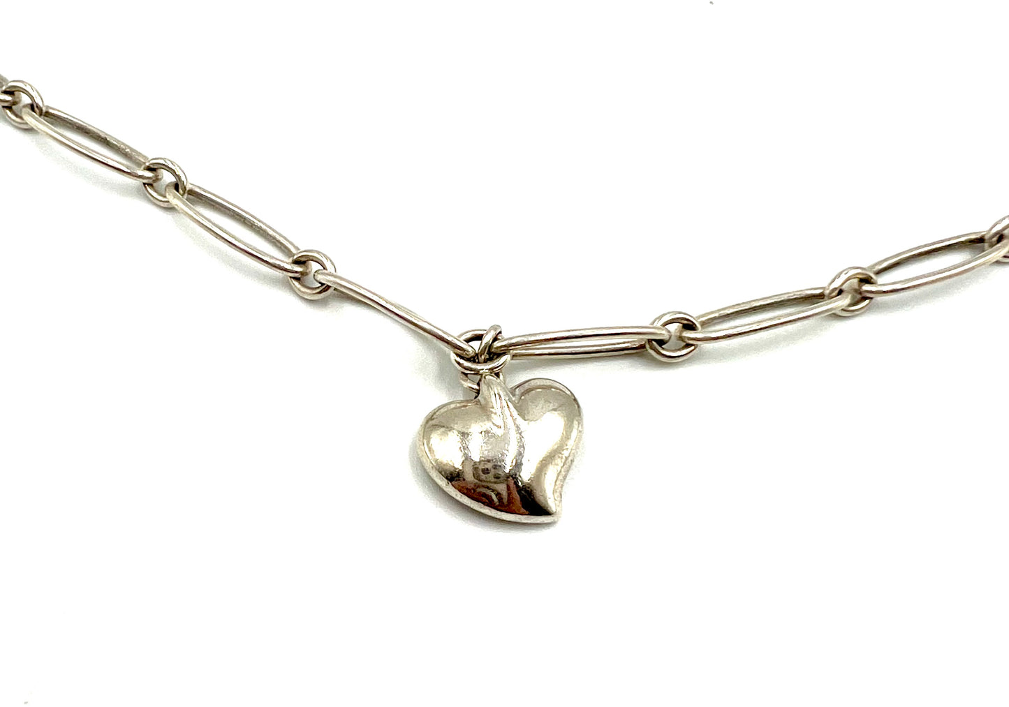 Tiffany & Co Elsa Peretti Silver 925 Full Heart Elongated Link Bracelet 17.5cm (🇵🇭P14,620)