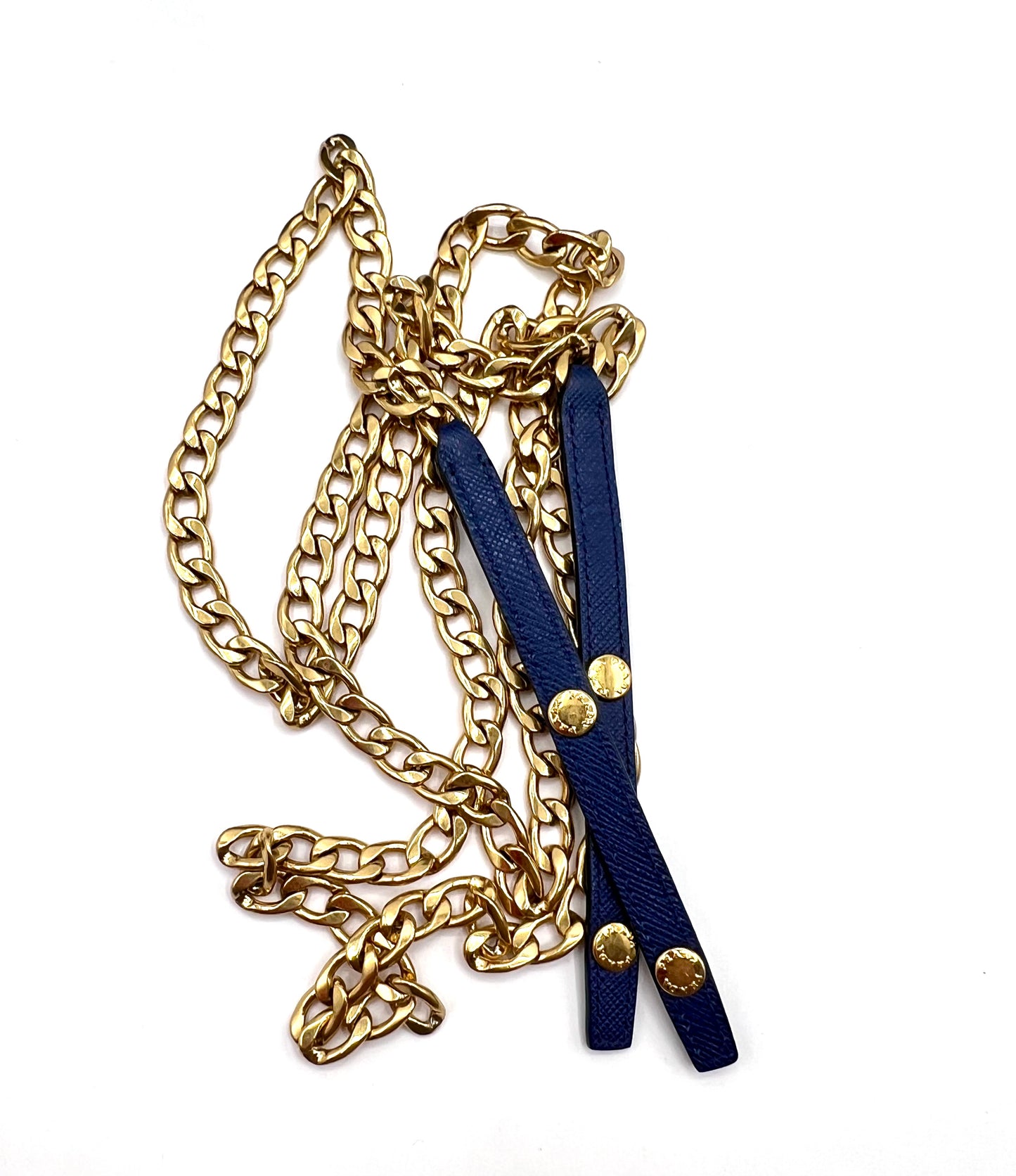 Prada Saffiano Blue Mini wallet on Chain G.H.