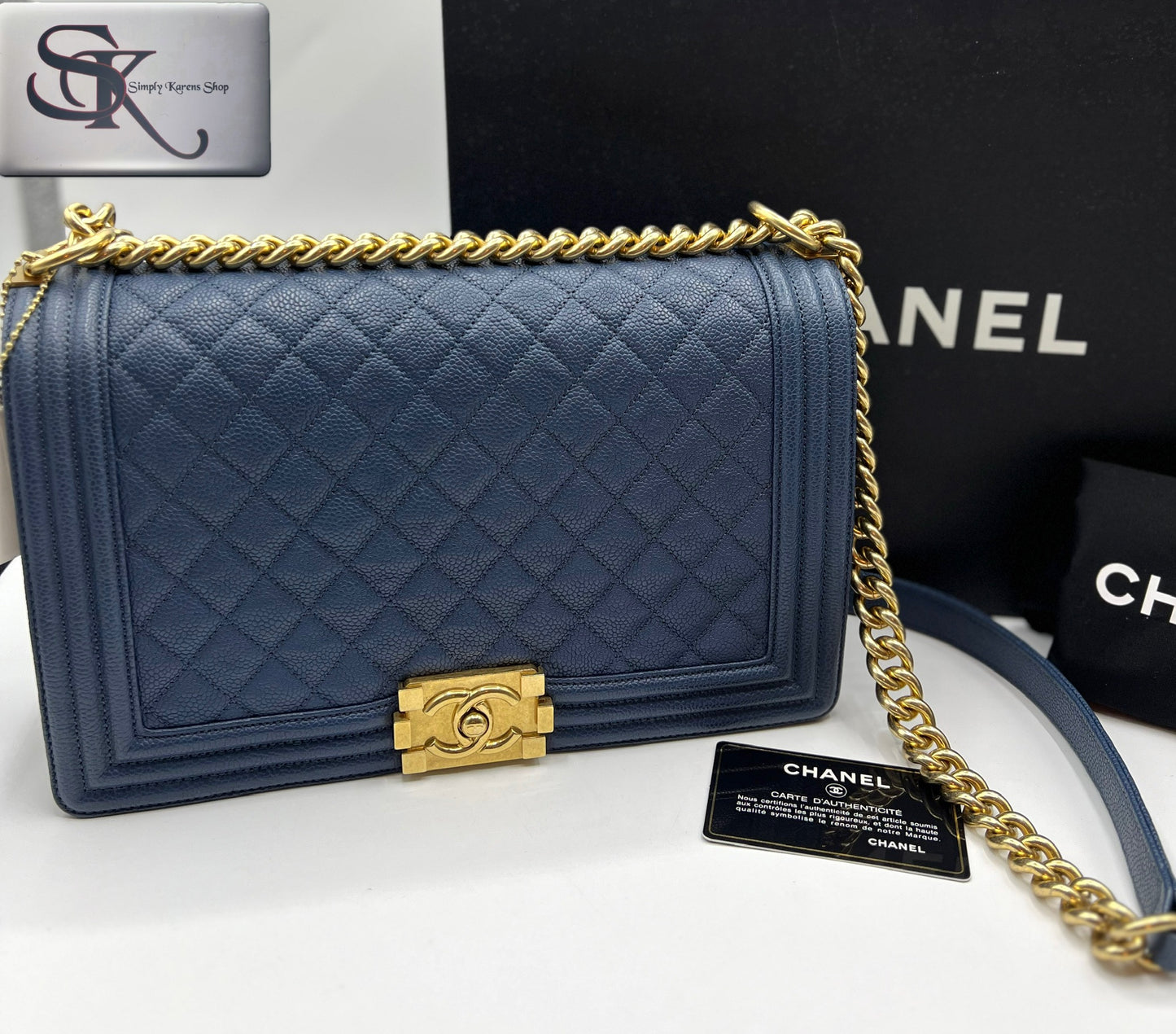 Chanel Caviar Leboy Navy Blue New Medium G.H.                    (🇵🇭P344,000)