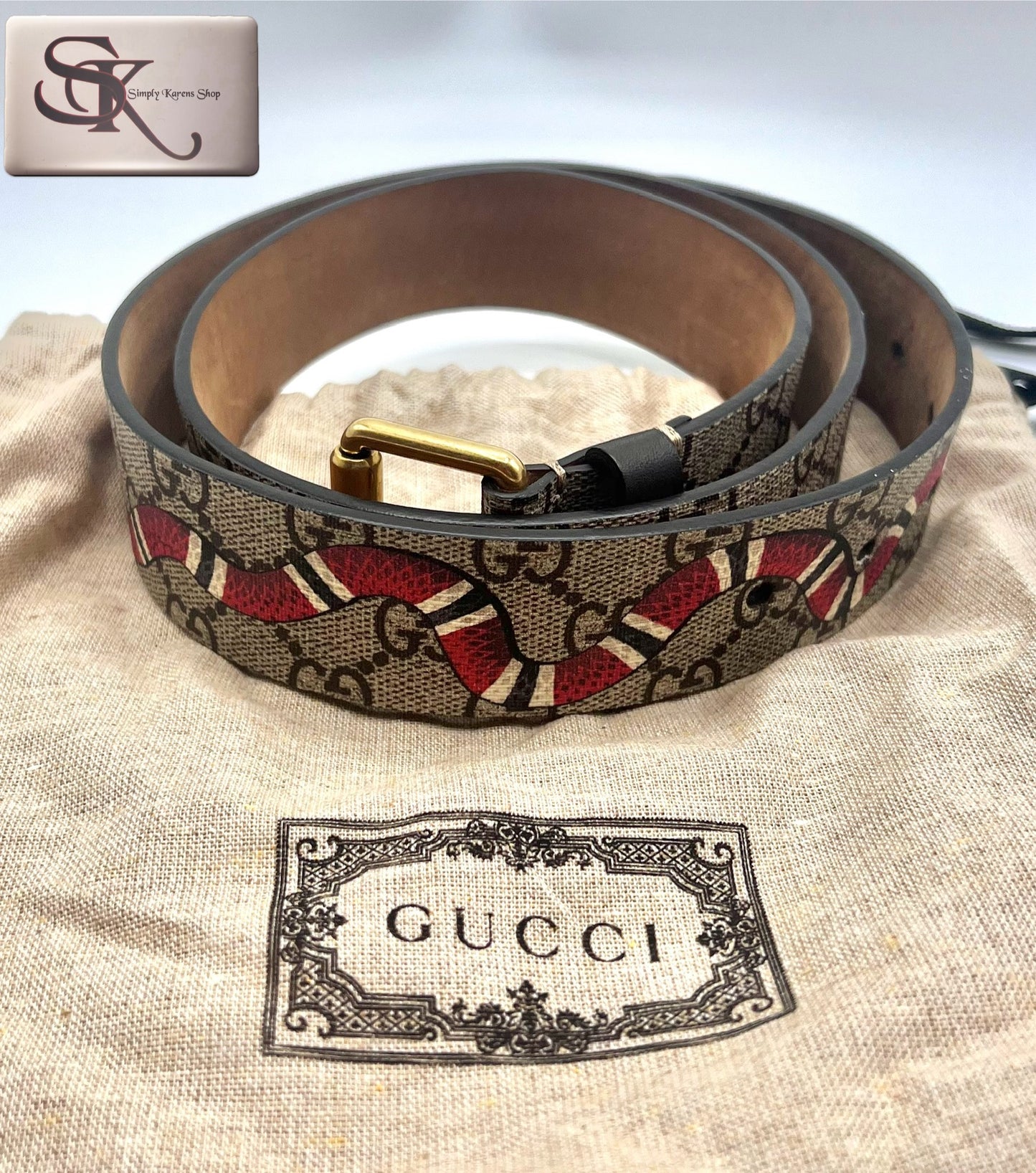 Gucci Supreme with snake motif Belt Size 89 to 99cm       (🇵🇭P16,770)