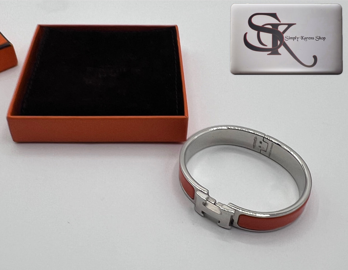 Hermes Clic clac Bangle Orange Enamel Palladium             (🇵🇭P29,240)
