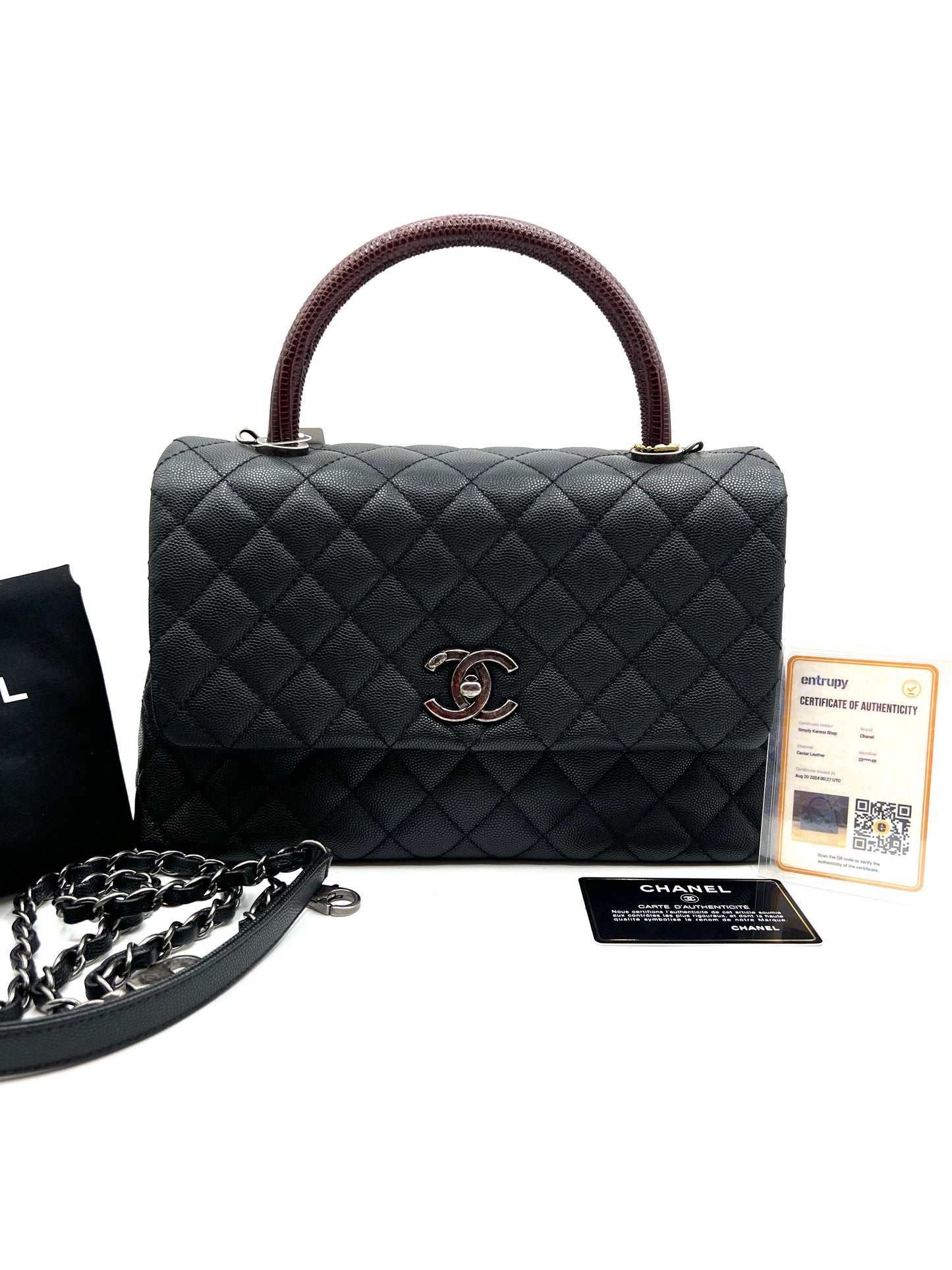 Chanel Caviar Coco python handle Matlase 2 way Bag series 23 mm size     (🇵🇭P361,200)