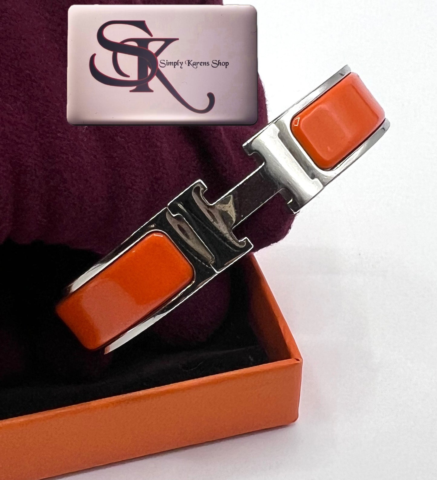 Hermes Clic clac Bangle Orange Enamel Palladium             (🇵🇭P29,240)