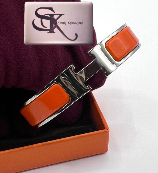 Hermes Clic clac Bangle Orange Enamel Palladium             (🇵🇭P29,240)