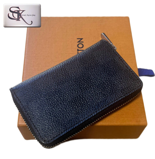 Lv Graphite Zip Around Card Case