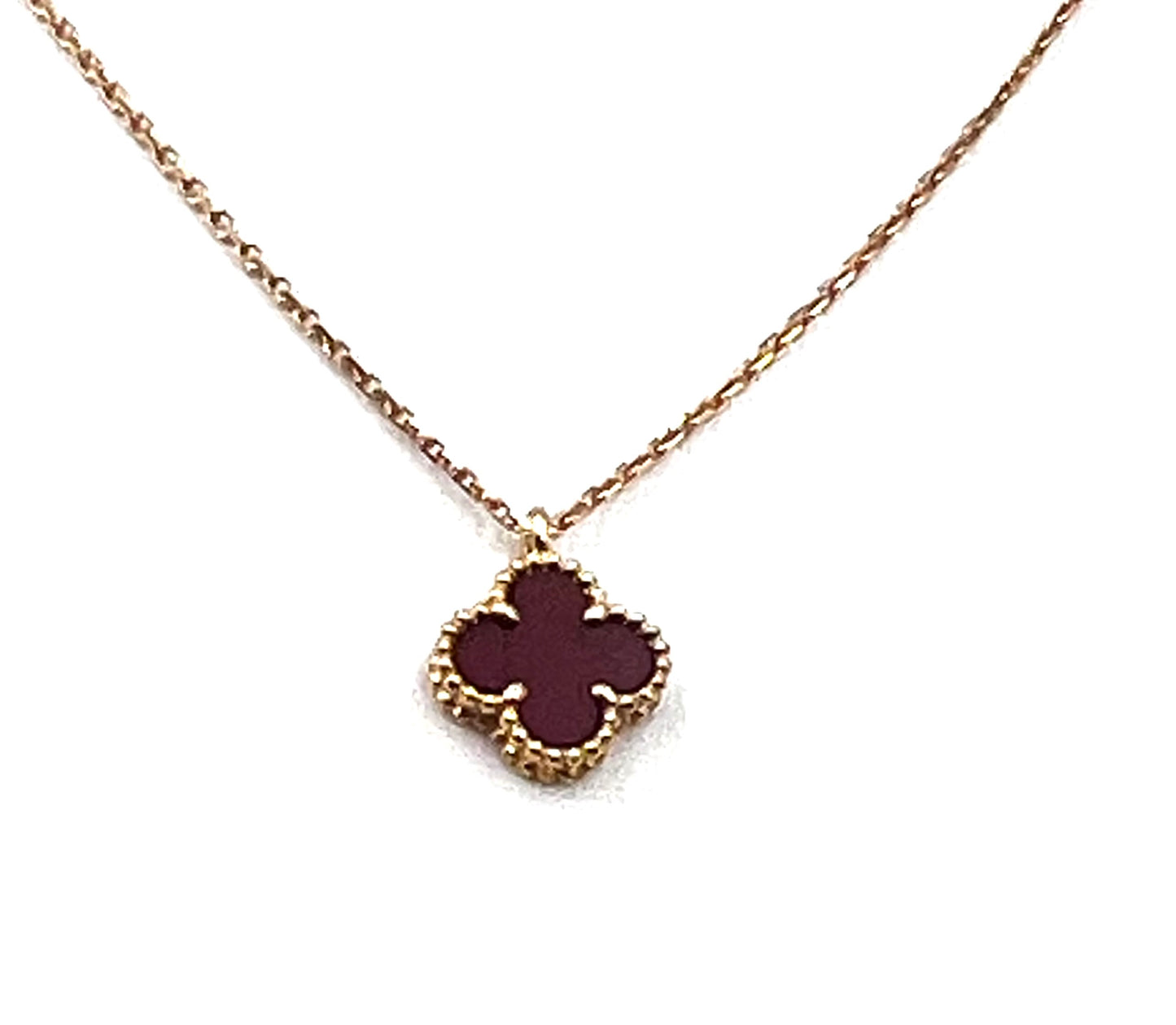 Van Cleef & Arpels Sweet Alhambra Carnelian Necklace 18K YG 2.8g 31~41cm            (🇵🇭P145,340)