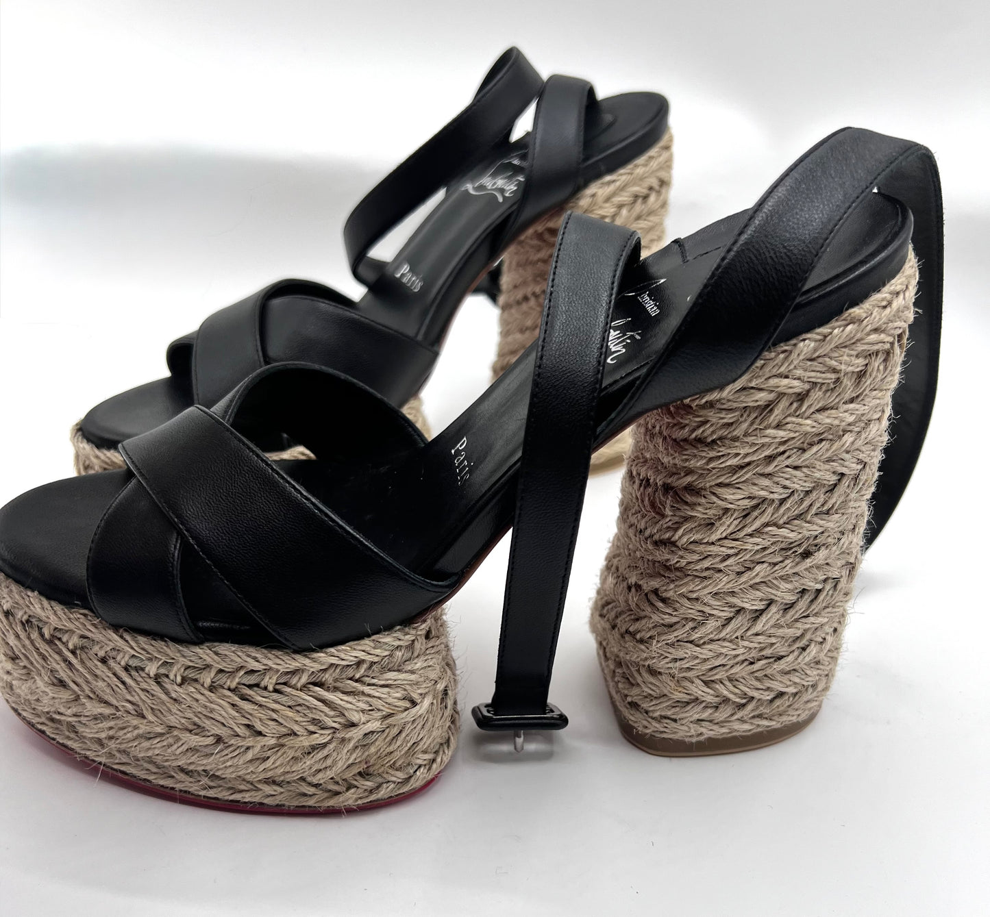 Christian Louboutin Open Toe Ankle Strap Espadril Wedge Sandals S24cm  (🇵🇭P18,060)